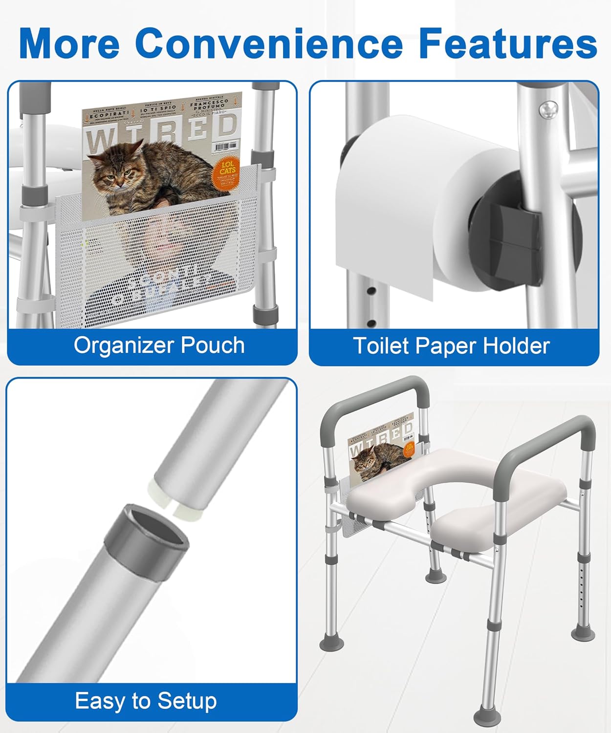 Raised Toilet Seat with Handles and Shower Chair for Inside Shower with Removable Back