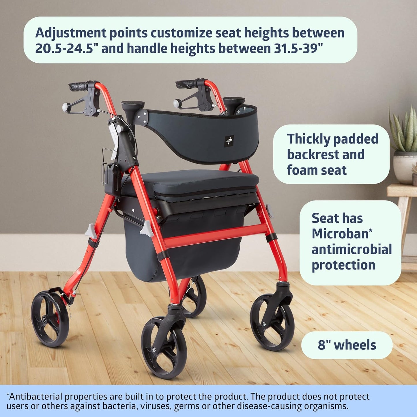 Medline Premium Empower Rollator Walker – Comfortable, Adjustable & Reliable Mobility Aid