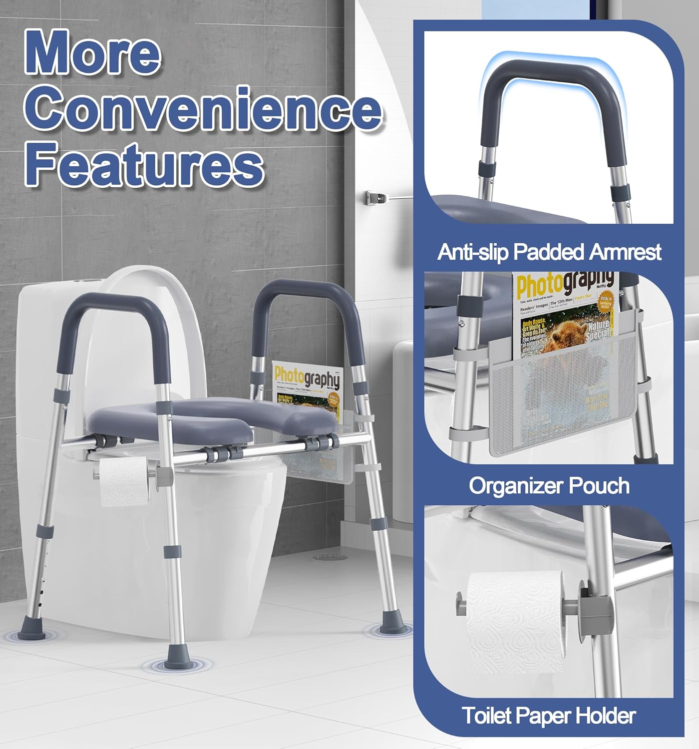 FSA/HSA Eligible Raised Toilet Seat with Handles 400 lbs and Shower Chair with Arms and Back 500 lbs