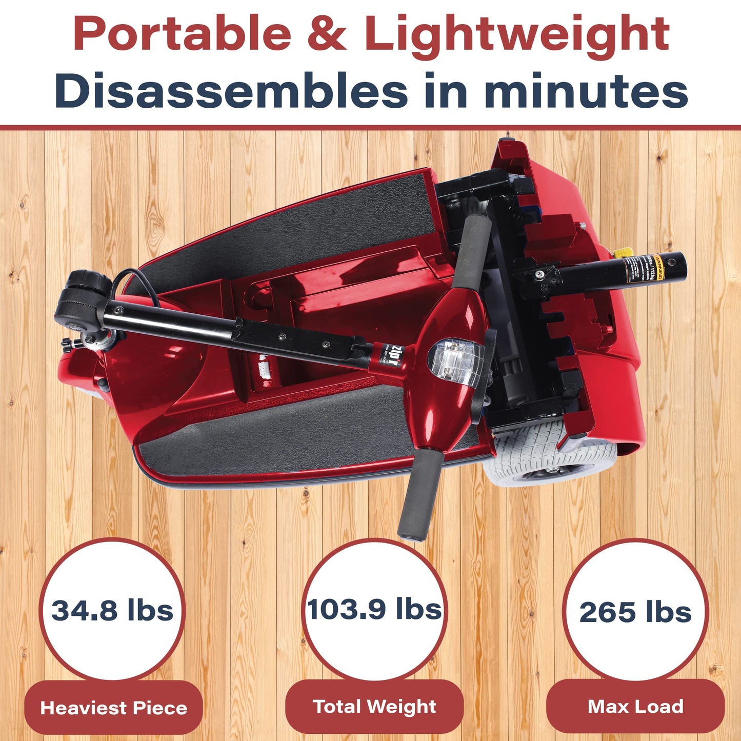 Zipr Xtra 3 Wheel Scooter - 3 Wheel Extended Wheelbase Mobility Scooter - 16" Seat Electric Wheelchair - Portable & Folding Mobility Scooters for Adults, Travel, Seniors, Elderly