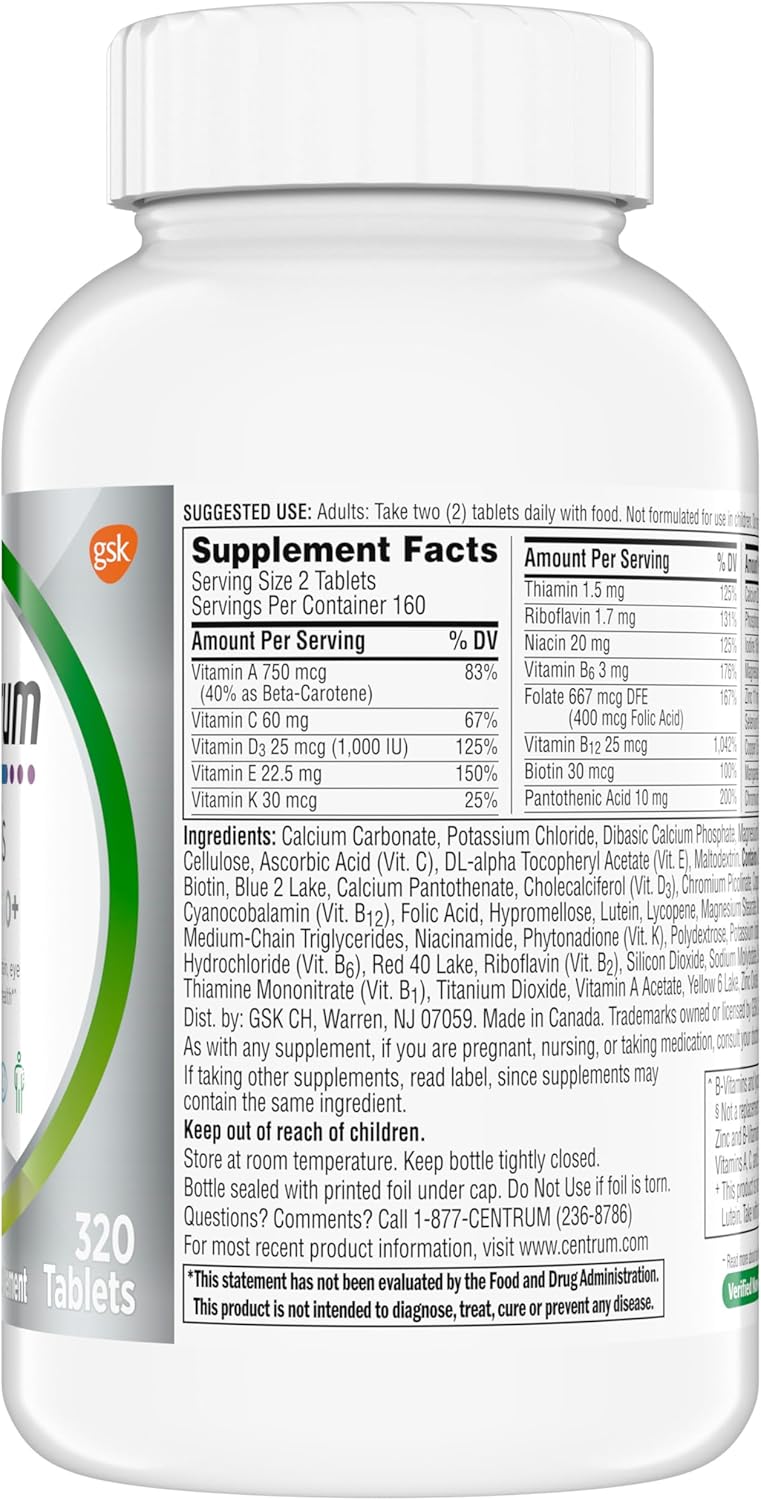 Centrum Minis Silver Multivitamin Tablet for Adults 50 Plus – Essential Daily Nutrition for Memory, Cognition & Overall Wellness