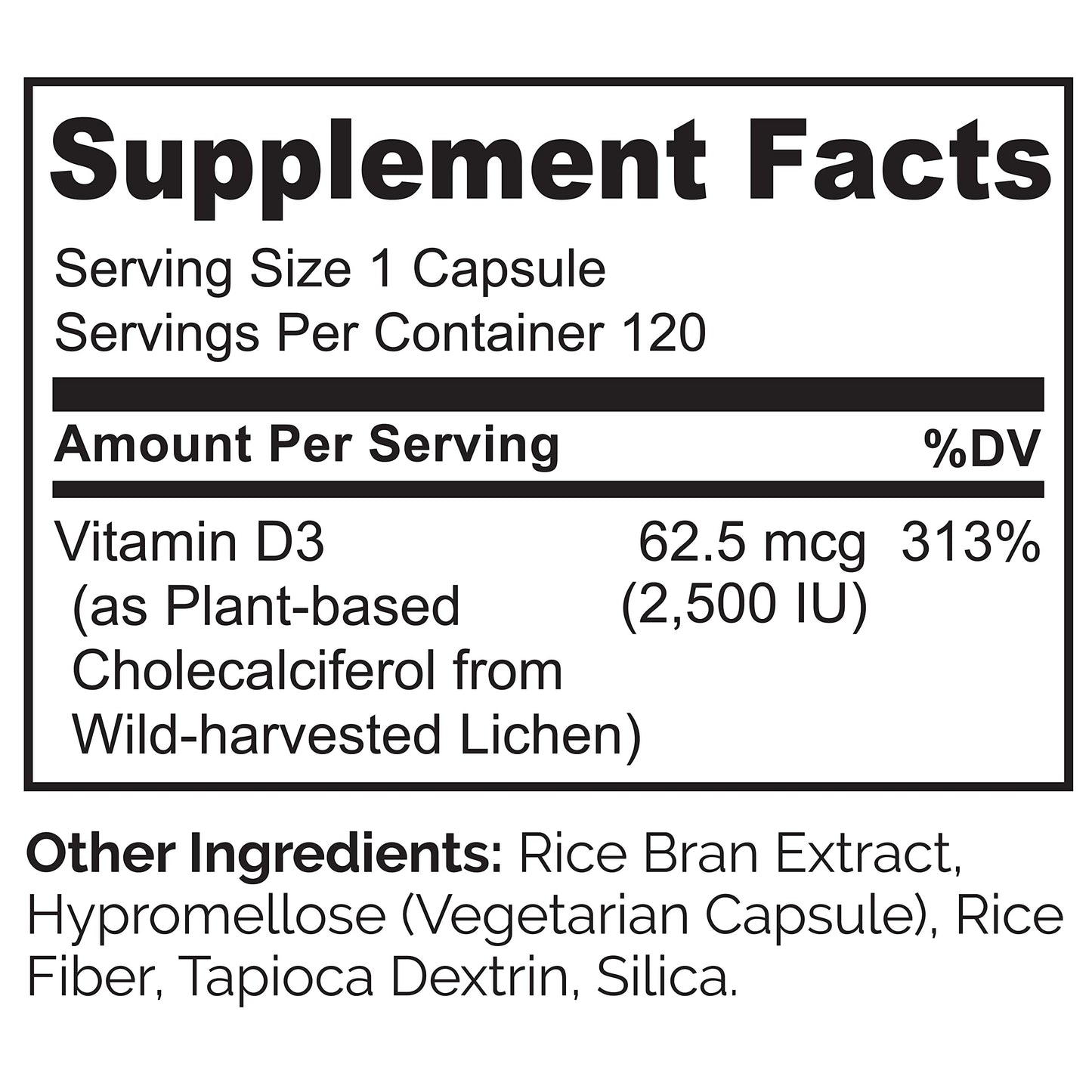 NATURELO Vitamin D - 2500 IU - Plant Based from Lichen - Natural D3 Supplement for Immune System, Bone Support, Joint Health - Vegan - Non-GMO - Gluten Free - 180 Capsules