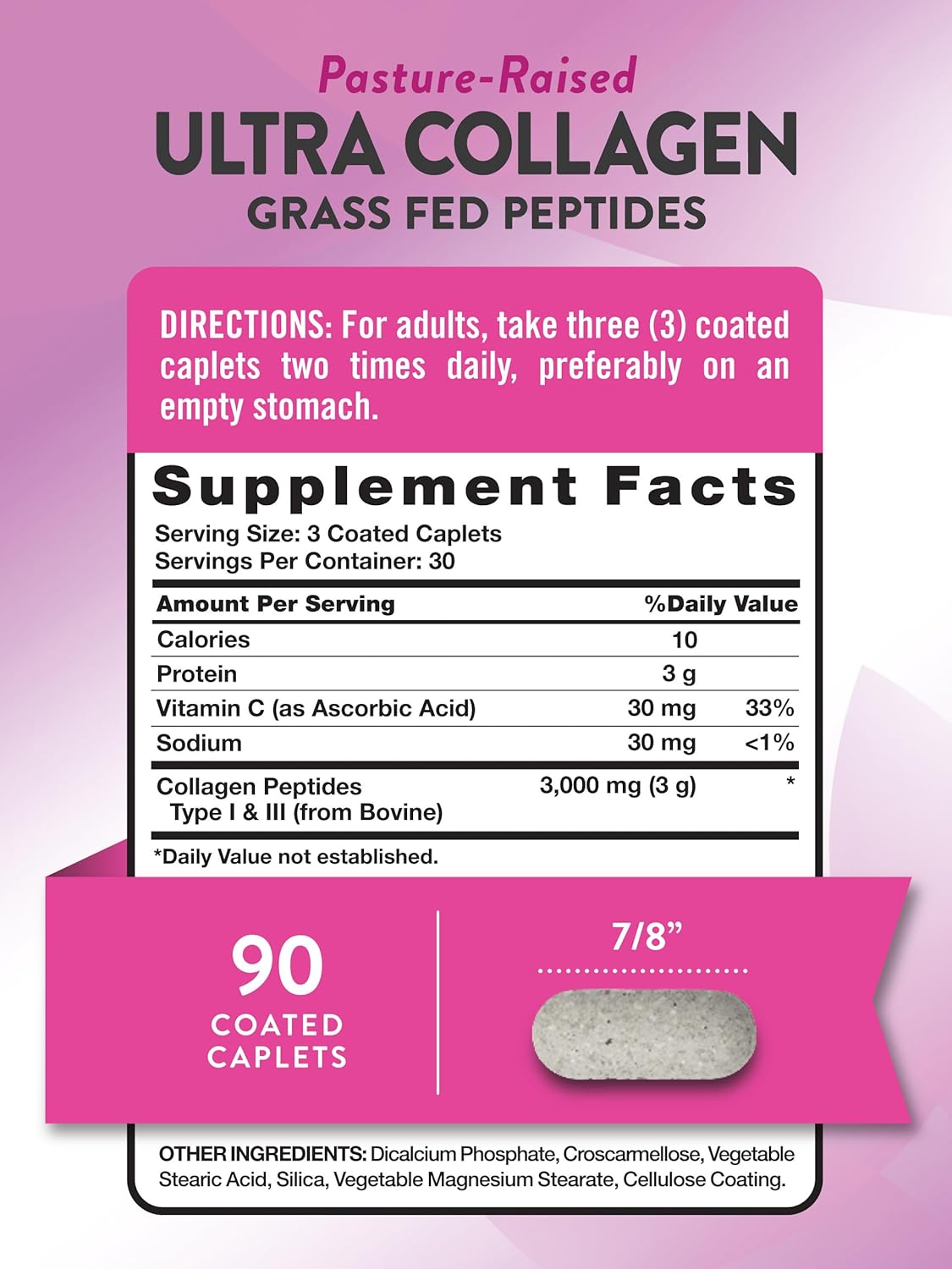 Nature's Truth Collagen Peptides | 90 Caplets | Type 1 and 3 with Vitamin C | Grass Fed, Non-GMO & Gluten Free Supplement