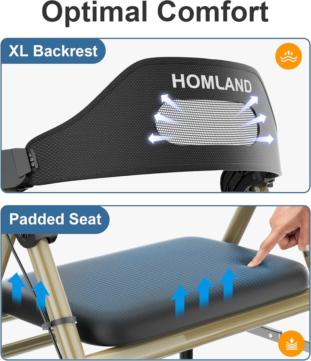 Rollator Walker with Seat and Raised Toilet Seat with Handles
