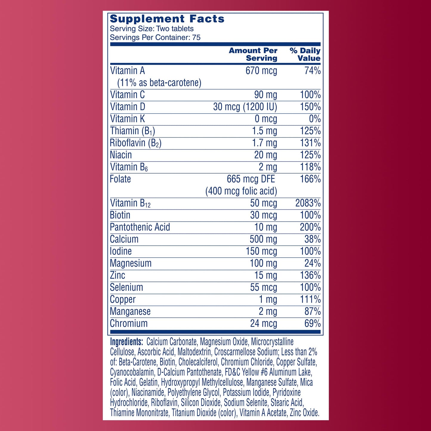One A Day Proactive 65+ Multivitamin – Comprehensive Daily Nutrition for Adults 65+