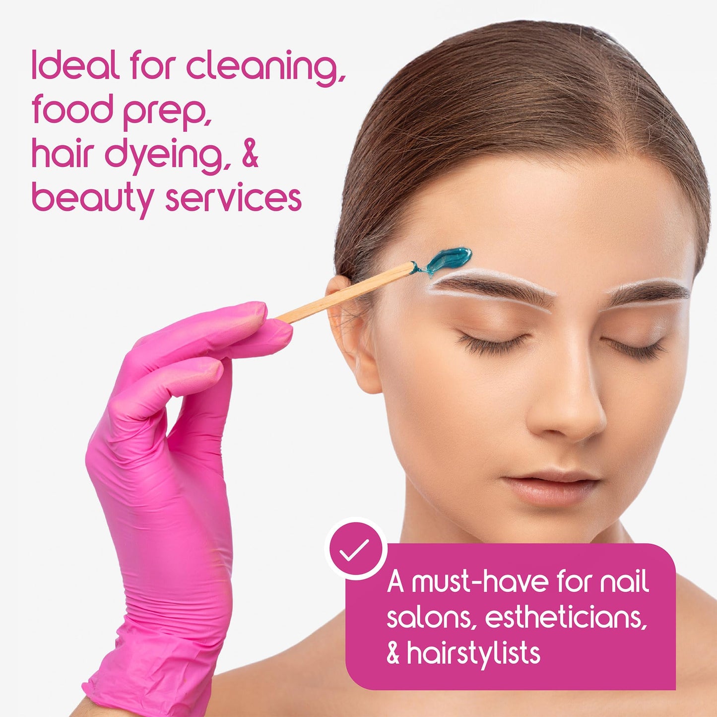 Inspire Pink Disposable Nitrile Gloves - Hair & Nail Salon, Esthetician Use