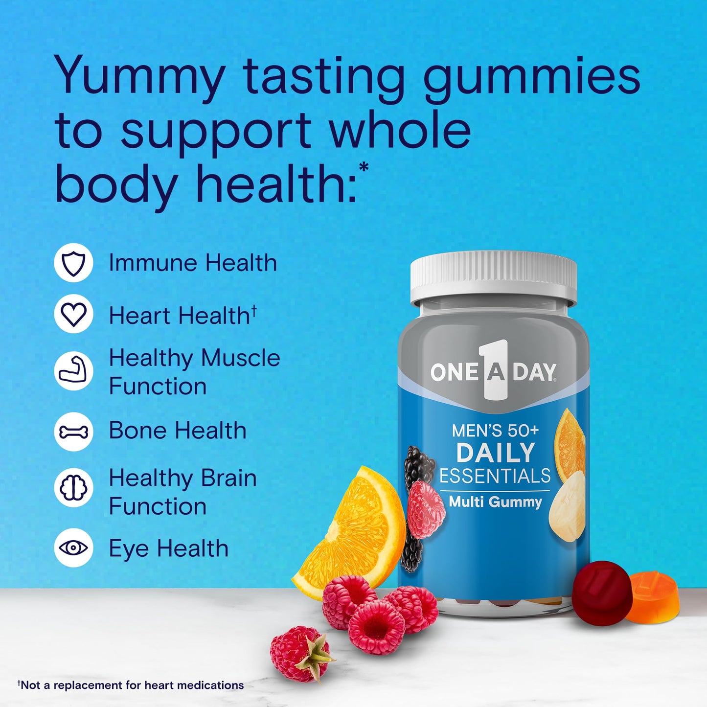 One A Day Men’s 50+ Gummies – Advanced Multivitamin for Brain & Immunity Support