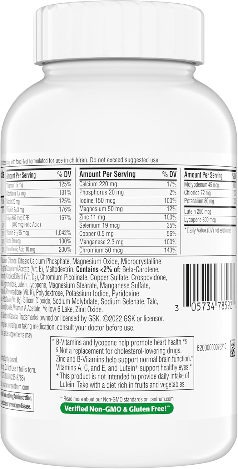 Centrum Minis Silver Multivitamin Tablet for Adults 50 Plus – Essential Daily Nutrition for Memory, Cognition & Overall Wellness