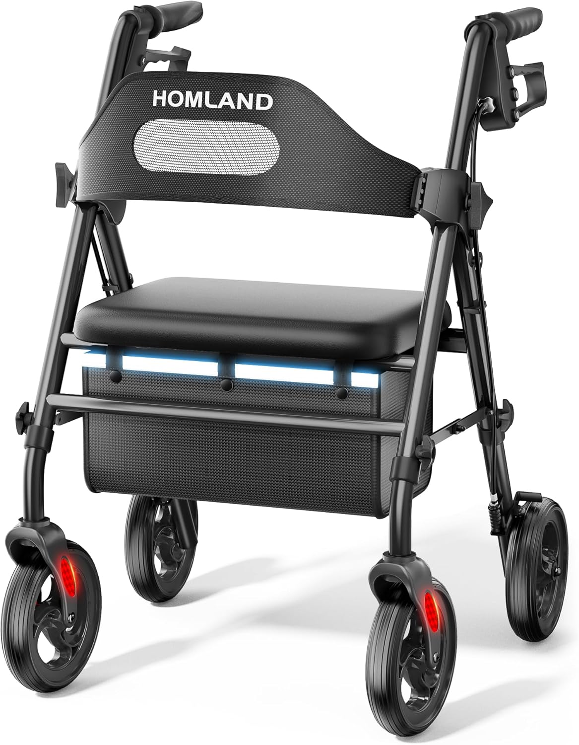 Rollator Walker with Seat and Raised Toilet Seat with Handles