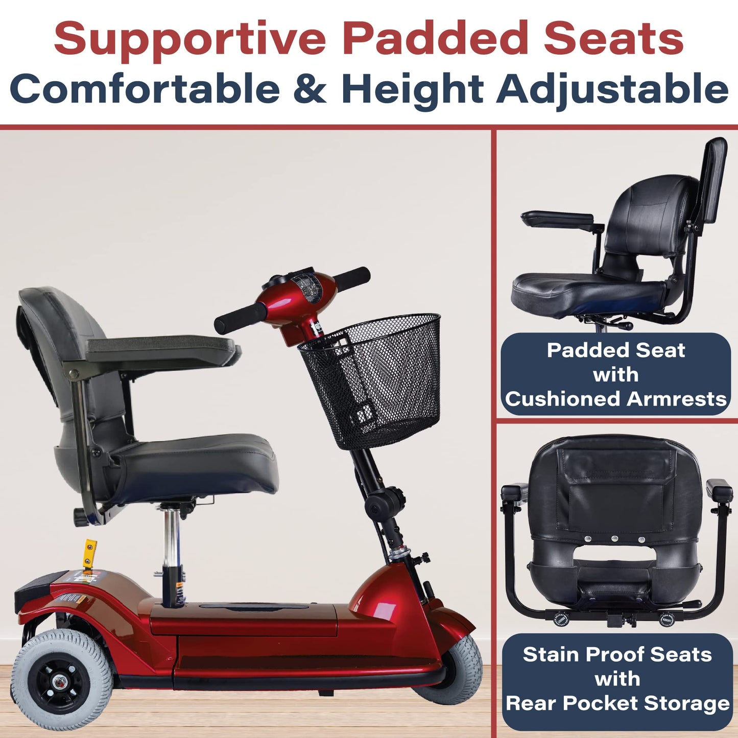 Zipr 3 Wheel Mobility Scooter - Electric Powered Mobile Wheelchair Medical Aid - Folding Portable Compact for Travel, Seniors, Adults and Handicapped - Long Range Battery with Charger Basket Included