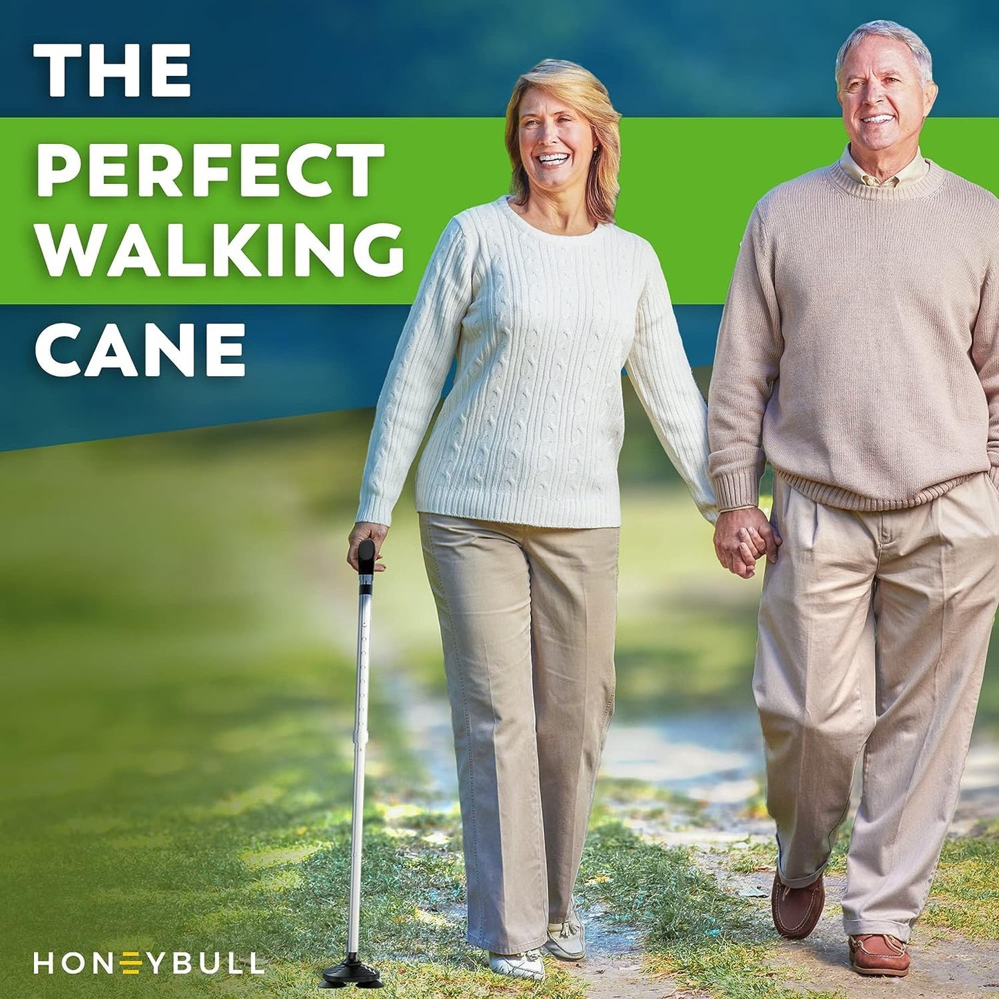 HONEYBULL Walking Cane for Men & Women – Foldable, Adjustable & Heavy-Duty Mobility Aid