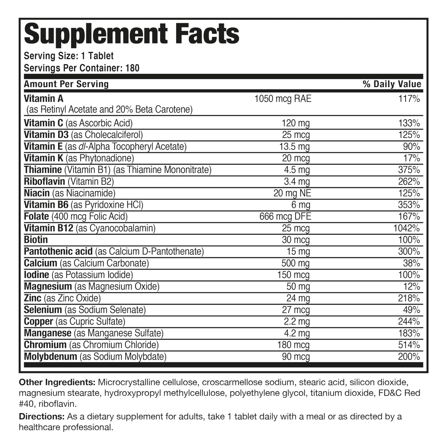 Bronson ONE Daily Women’s 50+ Complete Multivitamin Multimineral, 180 Tablets