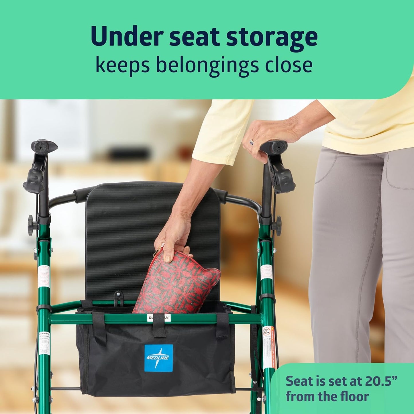 Medline Aluminum Rollator Walker with Seat – Lightweight, Foldable & Comfortable Mobility Aid