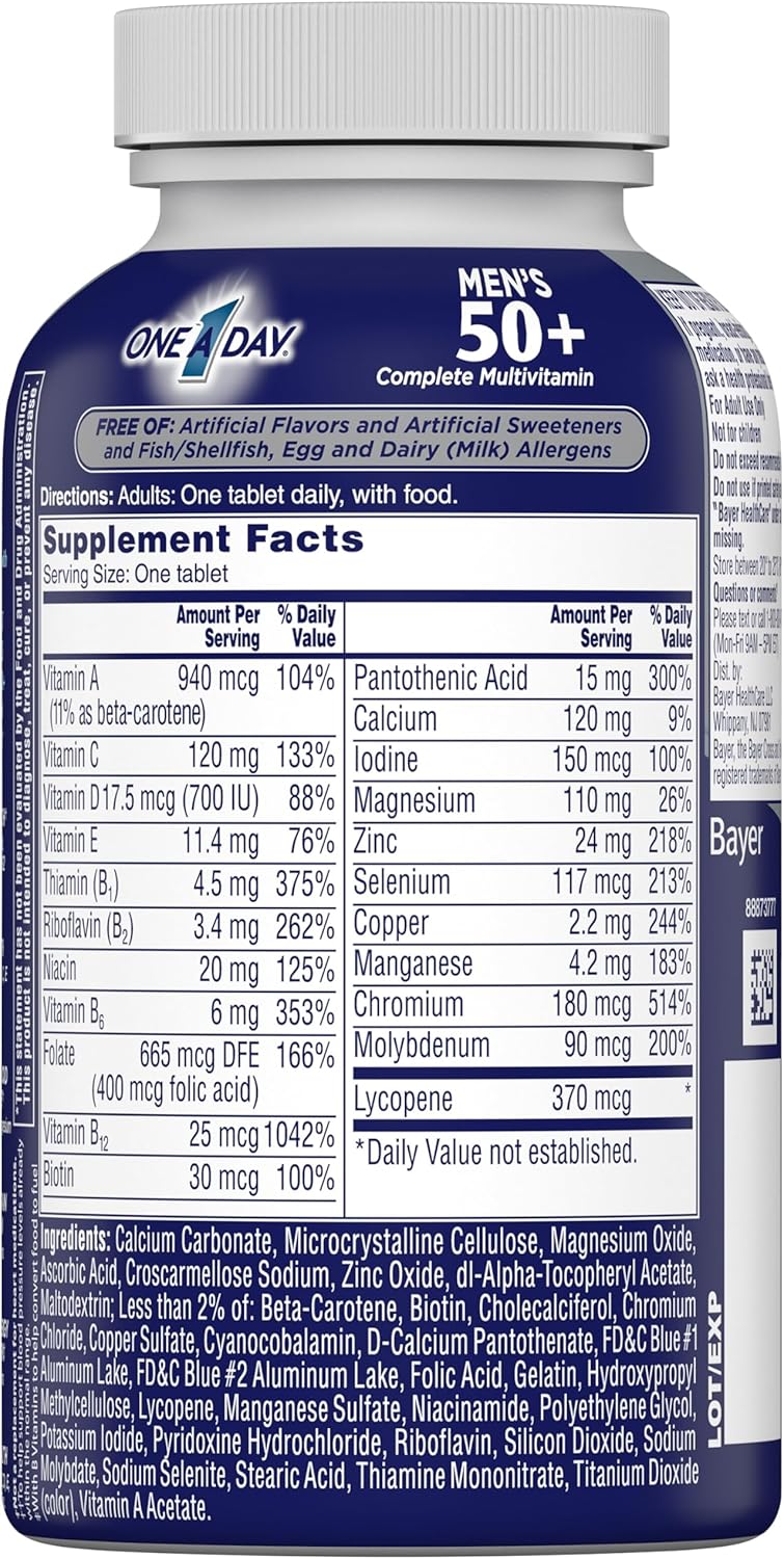 One A Day Men’s 50+ Multivitamins – Essential Daily Nutrition for Men Over 50