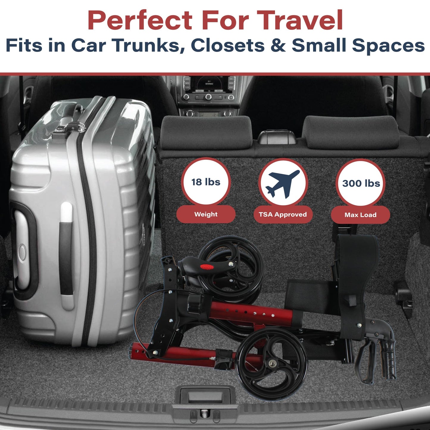 Zipr Pioneer Walker with Seat - Sturdy Walkers for Seniors - Rollator Walker with Seat & Storage - Portable Folding Walker 4 Wheel Walker for Seniors, Elderly, Adults - 300 lbs Max Weight