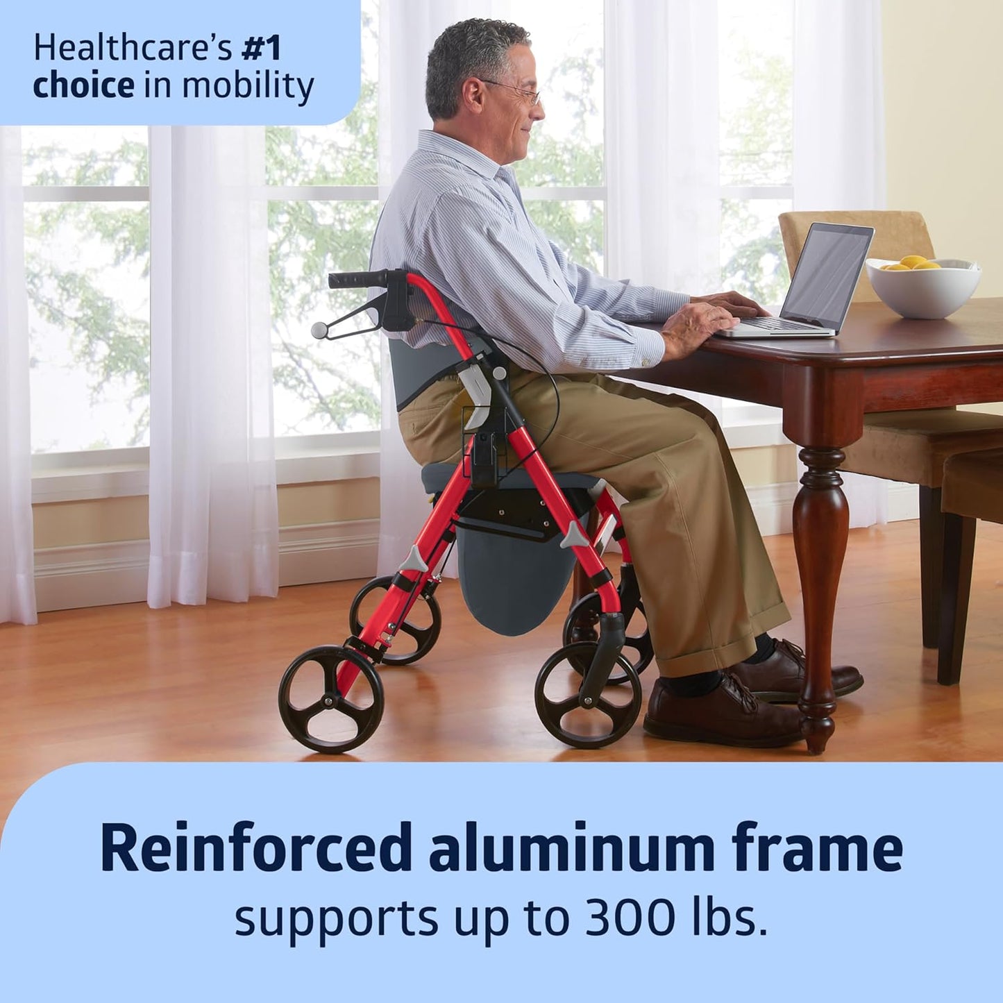 Medline Premium Empower Rollator Walker – Comfortable, Adjustable & Reliable Mobility Aid