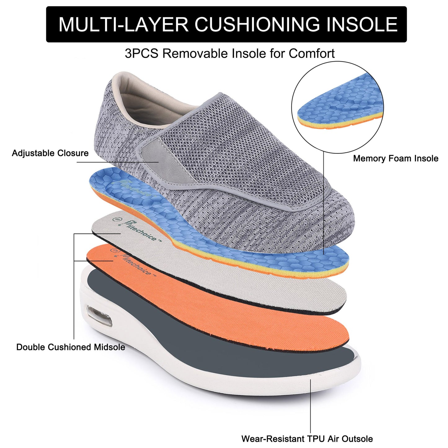SPR&JOY Diabetic Shoes for Women – Comfortable & Supportive Footwear for Swollen Feet & Edema