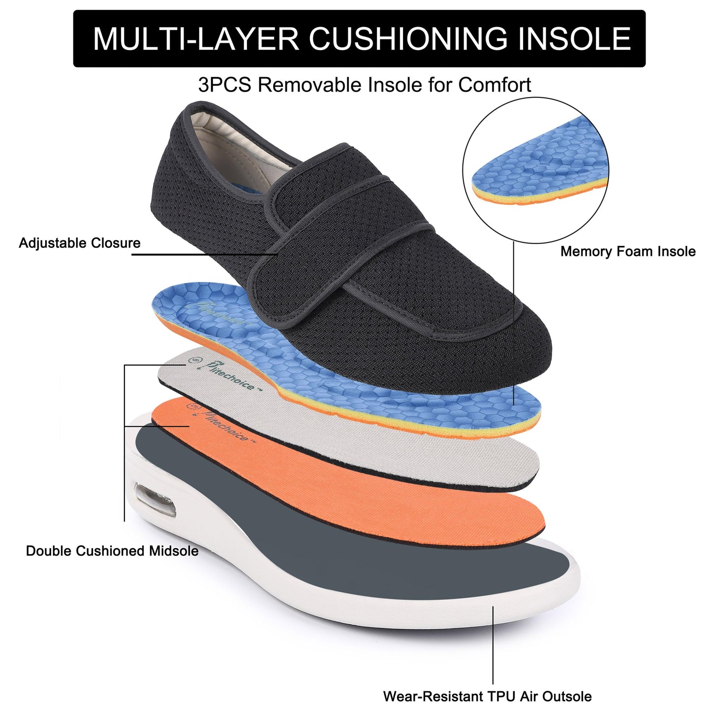 SPR&JOY Diabetic Shoes for Women – Comfortable & Supportive Footwear for Swollen Feet & Edema