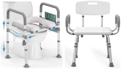 Raised Toliet Seat with Handles and Shower Chair for Inside Shower