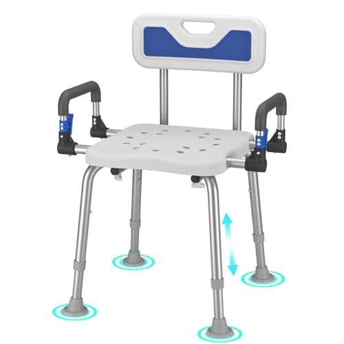Shower Chair for Seniors Elderly Handicap Disabled Bariatric Adults Or Women with Back Heavy Duty 500 Lbs Adjustable Small Stool Bench Seat for Inside Shower Stall and Bathroom Bath Tub Seats Chairs