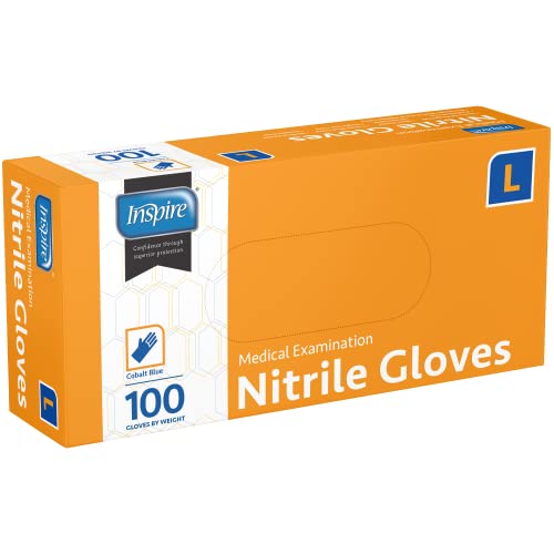 Inspire Nitrile Exam Gloves | The Original Quality Stretch Nitrile Cobalt Blue | 4.5 Gloves Disposable Latex Free Medical EMT