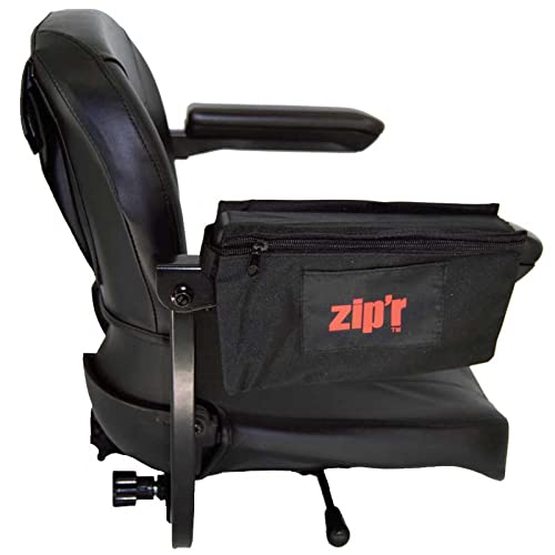 Zipr Wheelchair Side Bag - Water Resistant Walker Chair Organizer Pouch Caddy Wheelchair Accessories - Durable Armrest Storage Bags for Mobility Scooter, Wheelchairs, Walkers - (Black)