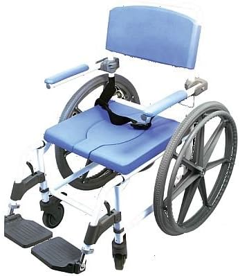 EZee Life Shower Wheelchair Bath Toilet Commode – Bariatric 22" X-Wide Seat with 24" Tires