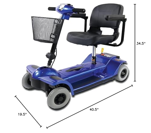 Zip’r Traveler Xtra 4 Wheel Spacious Long Range Mobility Scooter - Folding Motorized Wheelchair - Mobility Scooter for Adults, Travel, Seniors, Elderly - Mobility Scooters -