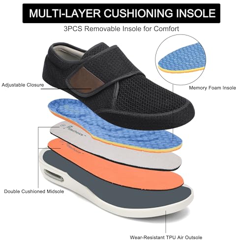 SPR&JOY Diabetic Shoes for Men – Comfortable & Supportive Footwear for Swollen Feet & Edema