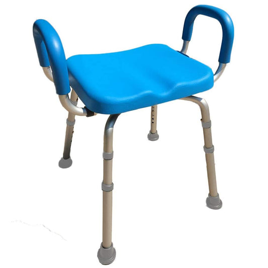 Independence Medical Shower Bench, Bath Stool Chair, Bathroom Transfer Seat, Elderly Assistance Products, Shower Chairs, Adjustable, Padded Seat & Handles, Aluminum Frame, Anti-Slip (Blue)