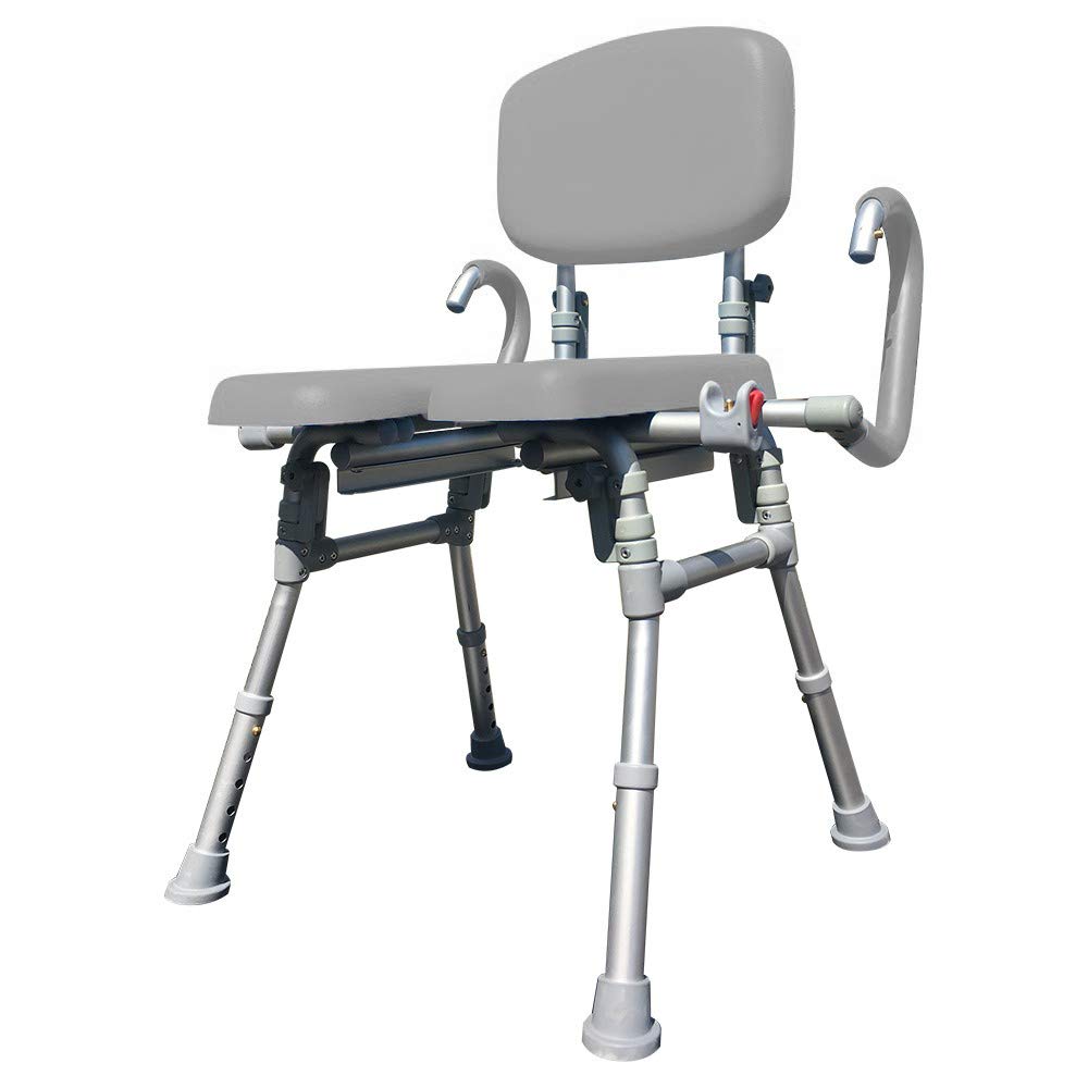Platinum Health UltraCommode™ Foldable Commode and Shower Chair, Soft, Warm, Portable XL Toilet Seat with Open Front, Padded Pivoting Armrests, Adjustable Height, Includes Free Commode Pail, Blue