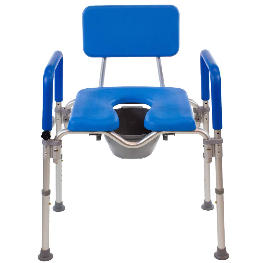 Dignity Ultra-Premium Padded Commode Shower Chair, Comfortable Raised Toilet Seat with Padded Arm Handles and Backrest, for Seniors, Elderly, Adjustable Height, Includes Commode Pail and Lid, Gray