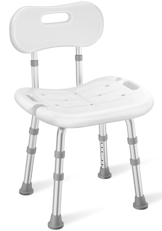 Shower Chair for Inside Shower with Removable Back, FSA/HSA Eligible Adjustable Height, Non-Slip Heavy Duty Bath Chair for Bathtub, 350 lbs Shower Seat for Elderly and Disabled, White