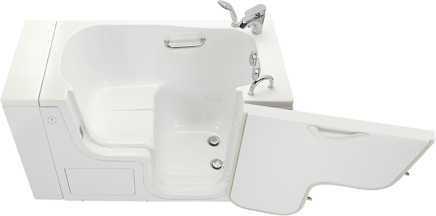 Ella Wheelchair Transfer 26"x52" Acrylic Soaking Walk-In-Bathtub, Right Outward Swing Door, 2 Piece Fast Fill Faucet, 2" Dual Drain