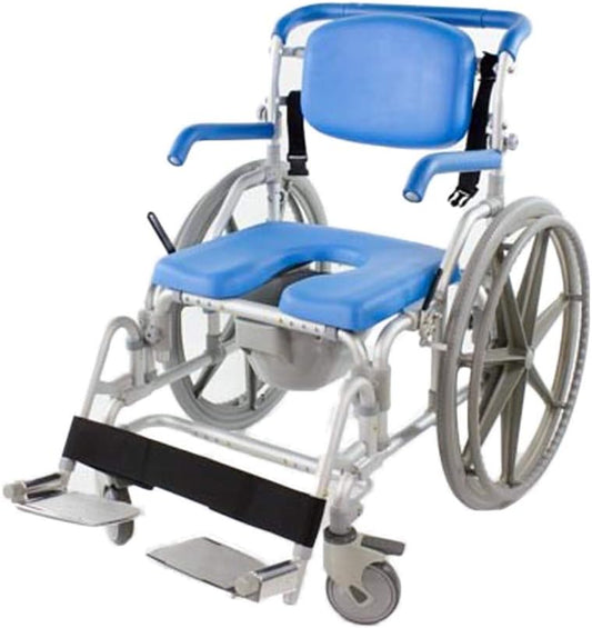 Platinum Health Bariatric Shower/Commode/Transport Chair, Heavy Duty 600lb Capacity, Padded, Retractable Arm and Foot Rests. Self-Propel Wheels. MaxiBathe Professional Shower Chair