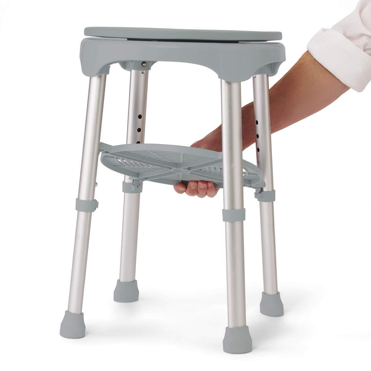 Medline Durable Aluminum Frame Round Swivel Shower Stool – Safe, Comfortable & Adjustable