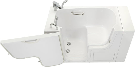Ella Wheelchair Transfer 26"x52" Acrylic Soaking Walk-In-Bathtub, Left Outward Swing Door, Heated Seat, 2 Piece Fast Fill Faucet, 2" Dual Drain