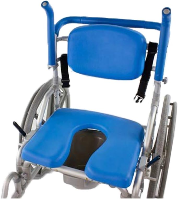 Platinum Health Bariatric Shower/Commode/Transport Chair, Heavy Duty 600lb Capacity, Padded, Retractable Arm and Foot Rests. Self-Propel Wheels. MaxiBathe Professional Shower Chair