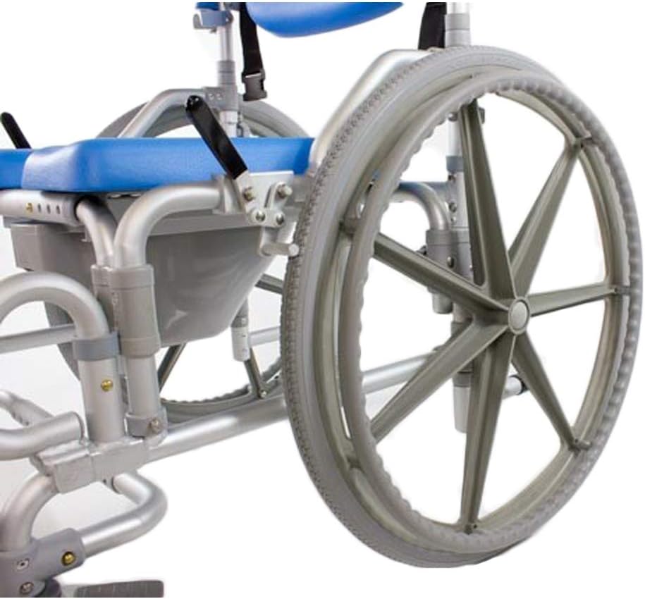 Platinum Health Bariatric Shower/Commode/Transport Chair, Heavy Duty 600lb Capacity, Padded, Retractable Arm and Foot Rests. Self-Propel Wheels. MaxiBathe Professional Shower Chair
