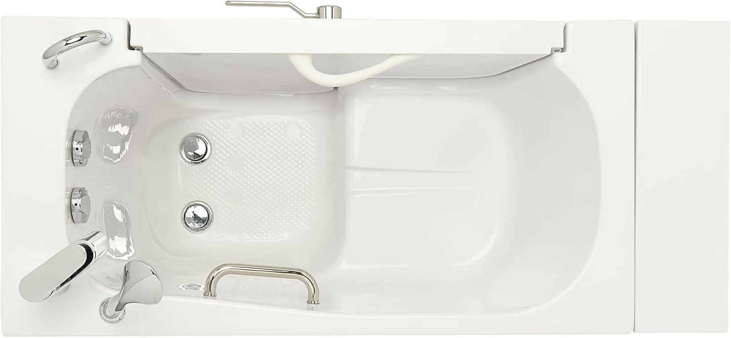 Ella Wheelchair Transfer 26"x52" Acrylic Soaking Walk-In-Bathtub, Right Outward Swing Door, 2 Piece Fast Fill Faucet, 2" Dual Drain