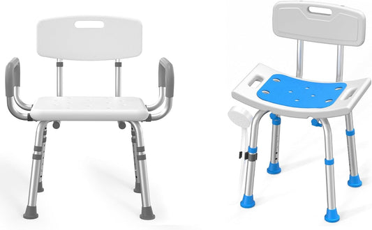 FSA/HSA Eligible Shower Chair for Inside Shower with Arms and Back, Heavy Duty Shower Seat for Bathtub, Height Adjustable Safety Bath Seat for Elderly, Adults, Handicap and Disabled