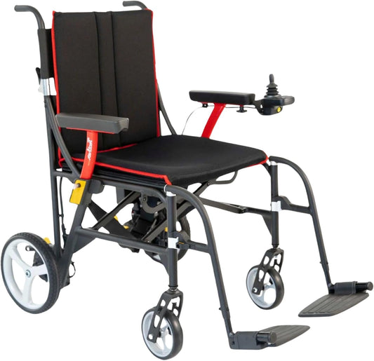FeatherMobility - Black Lightweight Foldable Electric Power Wheelchair - Left Hand Joystick - 33lb Frame