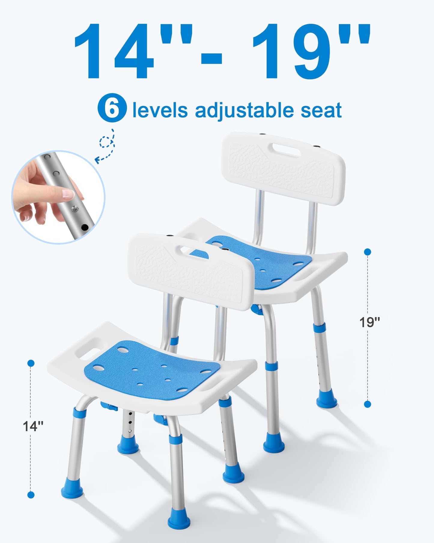 Shower Chair for Inside Shower with Removable Back, FSA/HSA Eligible 400 lbs Heavy Duty Bath Seat for Bathtub, Safety Bath Stool for Seniors and Disabled