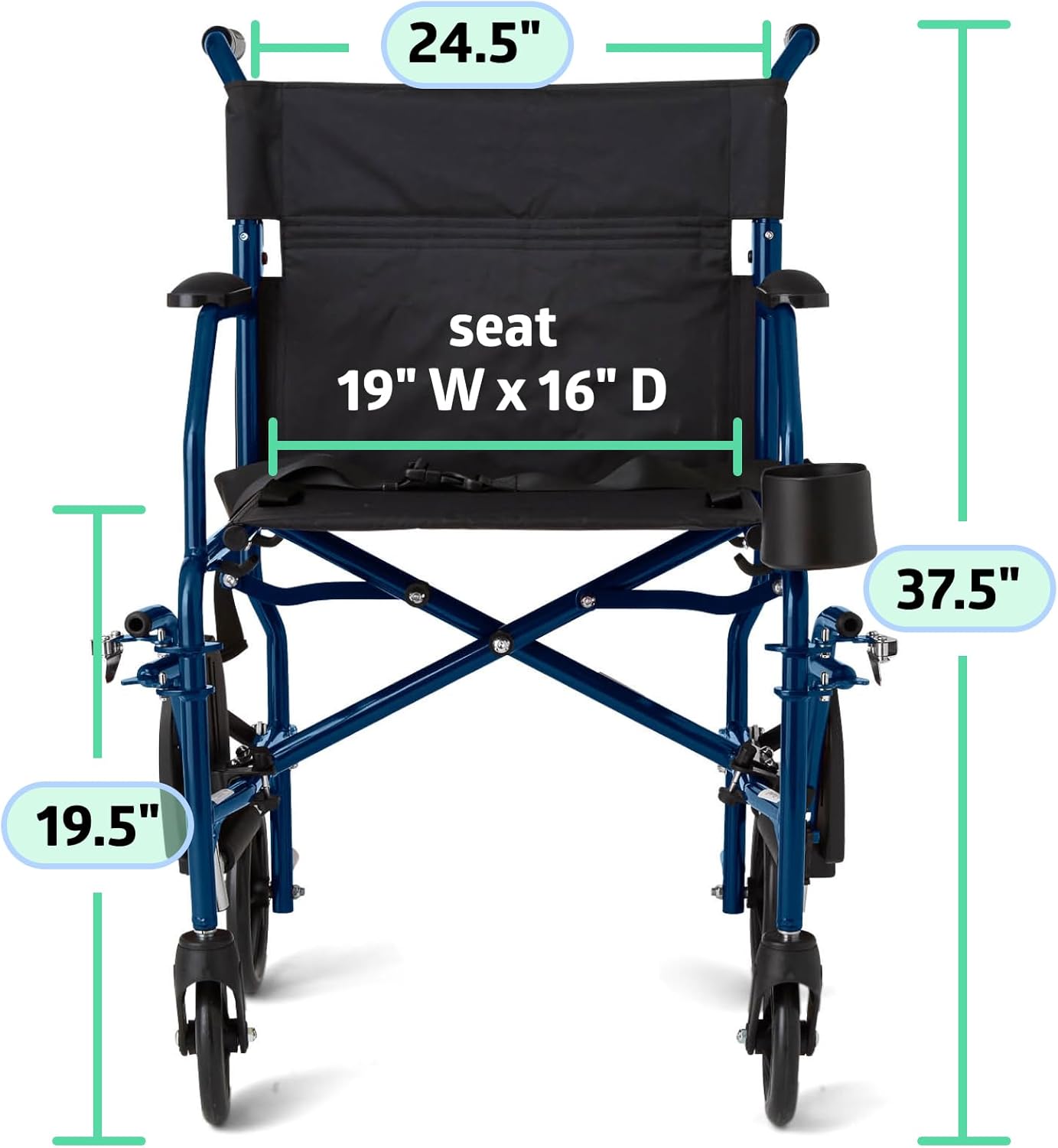 Medline Ultra Lightweight Transport Wheelchair for Adults – Foldable, Compact & Comfortable Mobility Solution