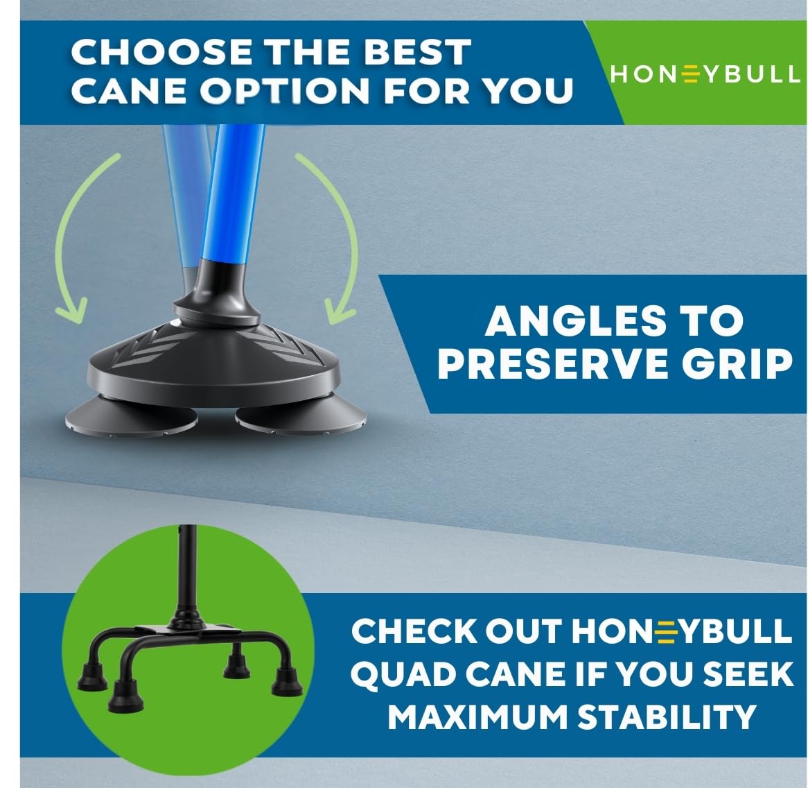 HONEYBULL Walking Cane for Men & Women – Foldable, Adjustable & Heavy-Duty Mobility Aid