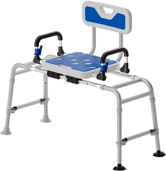 Sliding Shower Height Adjustable Transfer Bench with Arms ，Holds Weight Up to 500 Lbs，Transfer Bench Bathtub Shower Chair Shower Chair for Inside Shower for Elderly & Disabled