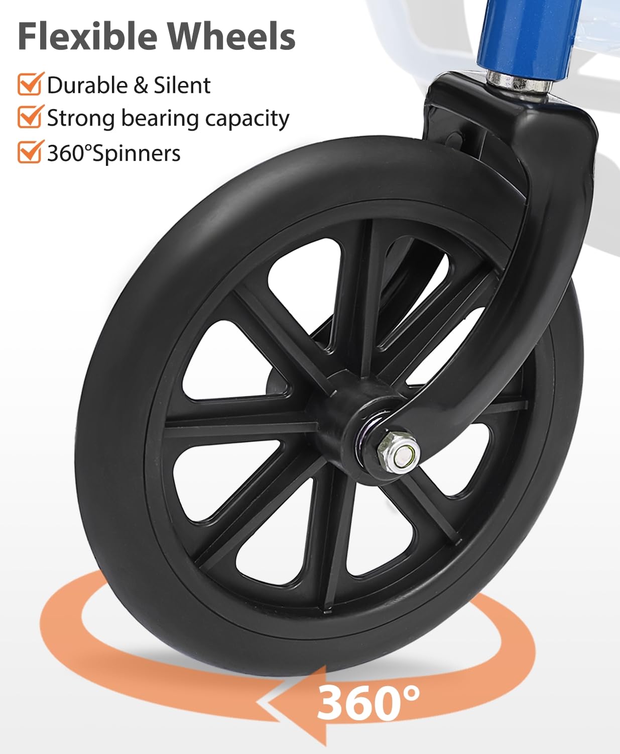 Lightweight Foldable Transport Wheelchair with Handbrakes, 16" Wide Seat for Adults Seniors Easy Transfers, 250lbs, Blue