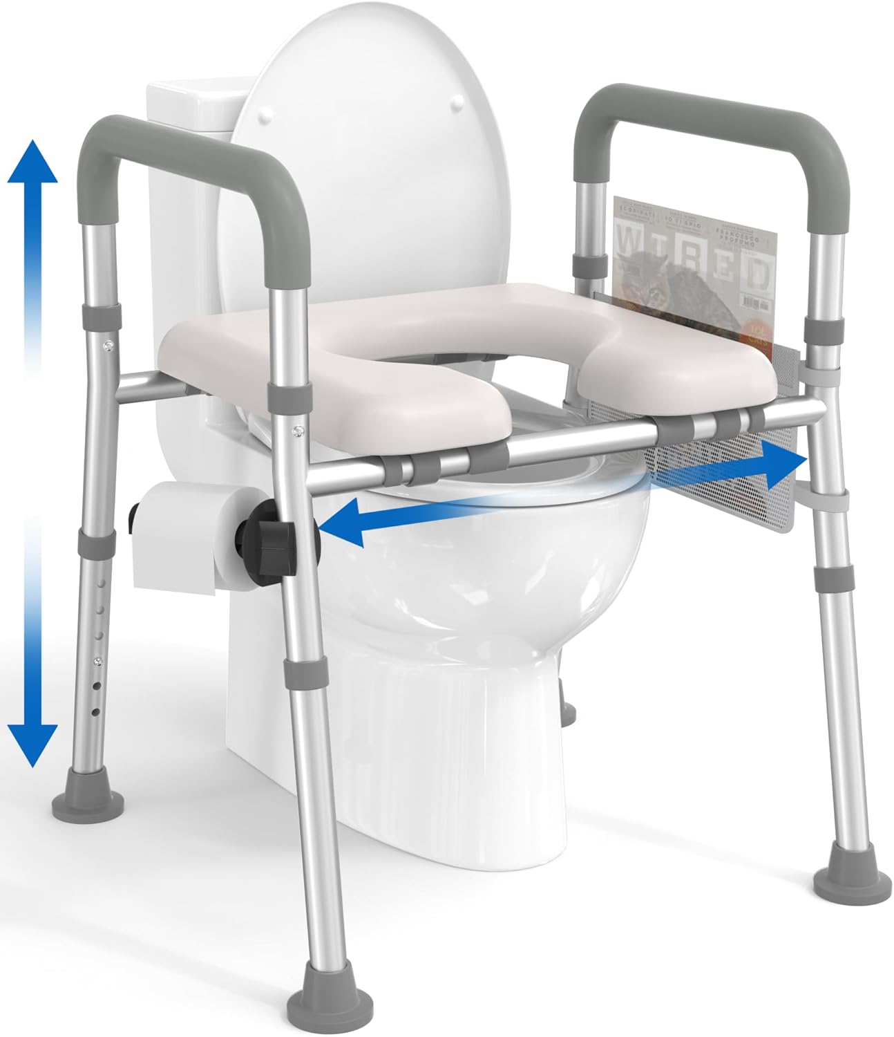 Rollator Walker with Seat and Raised Toilet Seat with Handles