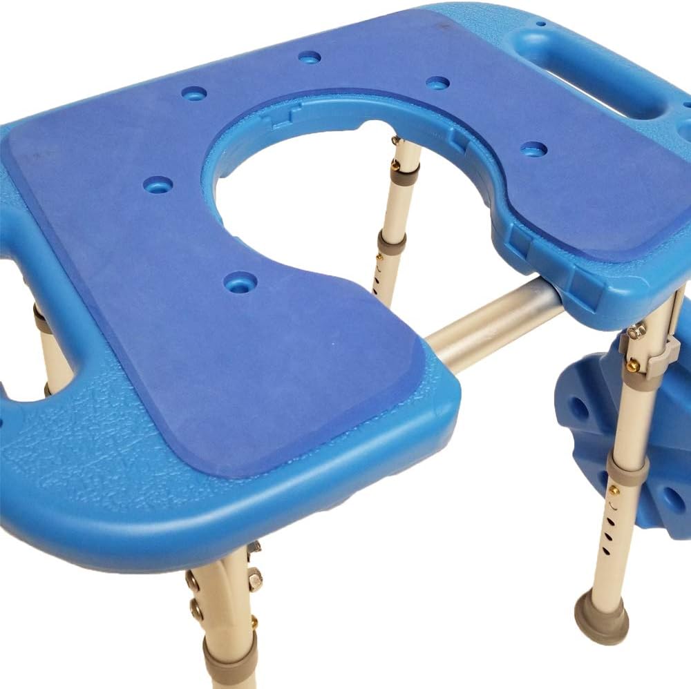 Platinum Health Atlas Deluxe Bariatric Shower/Bath Bench, 600lb. Capacity, Padded with Cutout and Insert. Heavy Duty Shower Chair/Stool with Adjustable Height and XL Seat
