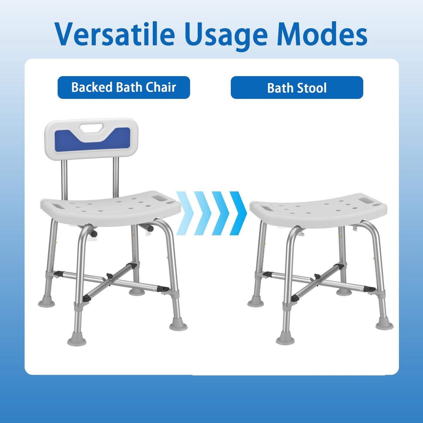 Adjustable Small Stool Shower Chair for Seniors Elderly Handicap Disabled Bariatric Adults Or Women with Back Heavy Duty 500 Lbs Bench Seat for Inside Shower Stall Bathroom Bath Tub Seats Chairs